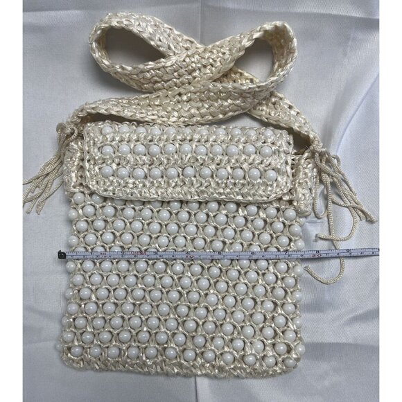 Vintage BB Shoulder Handbag Purse Beaded Tan 7”x8” Made In Hong Kong‎ - Picture 2 of 10